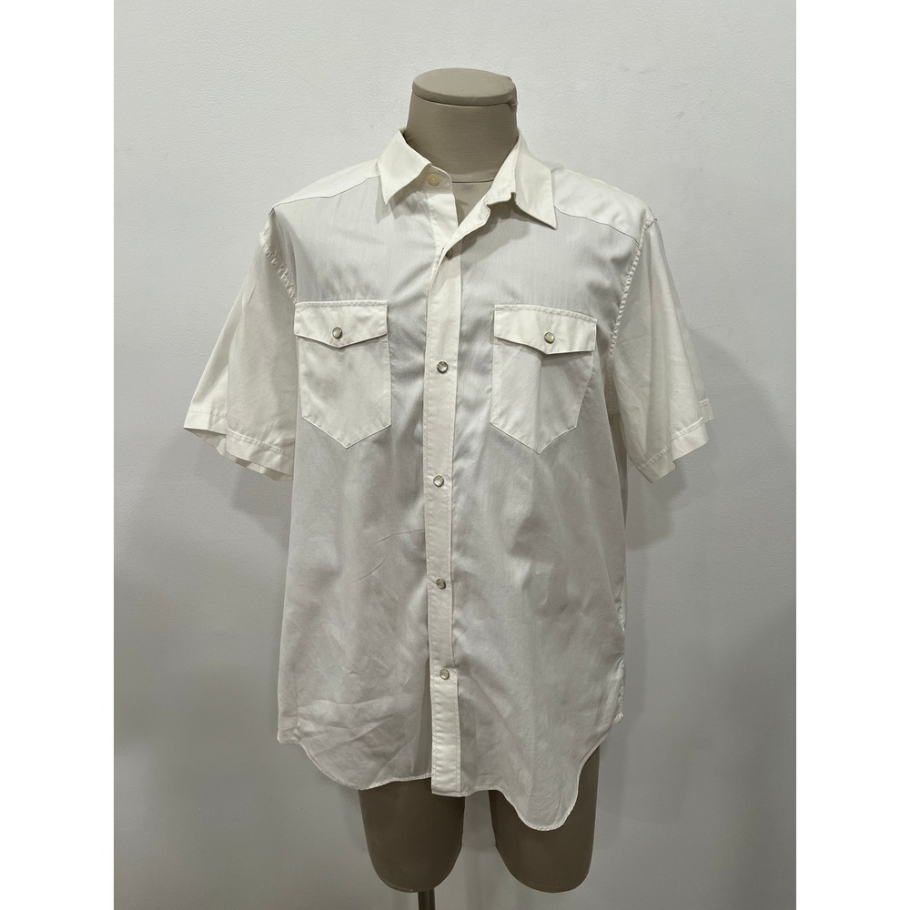 Banana Republic Shirt Pearl Snap Button Down Mens XL White Western Slim Fit